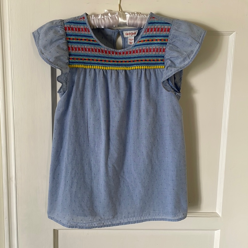 Cat & Jack Girls Embroidered Top Size 10-12
